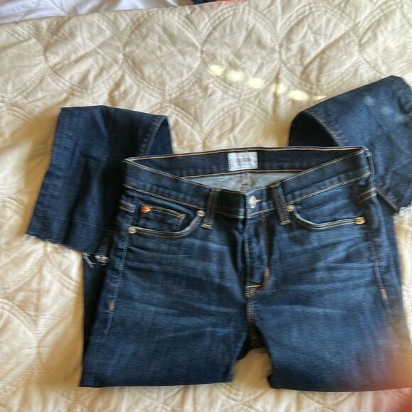 HUDSON Nico Super Skinny MidRise Dark Wash Jeans With Raw Hem - Picture 4 of 6